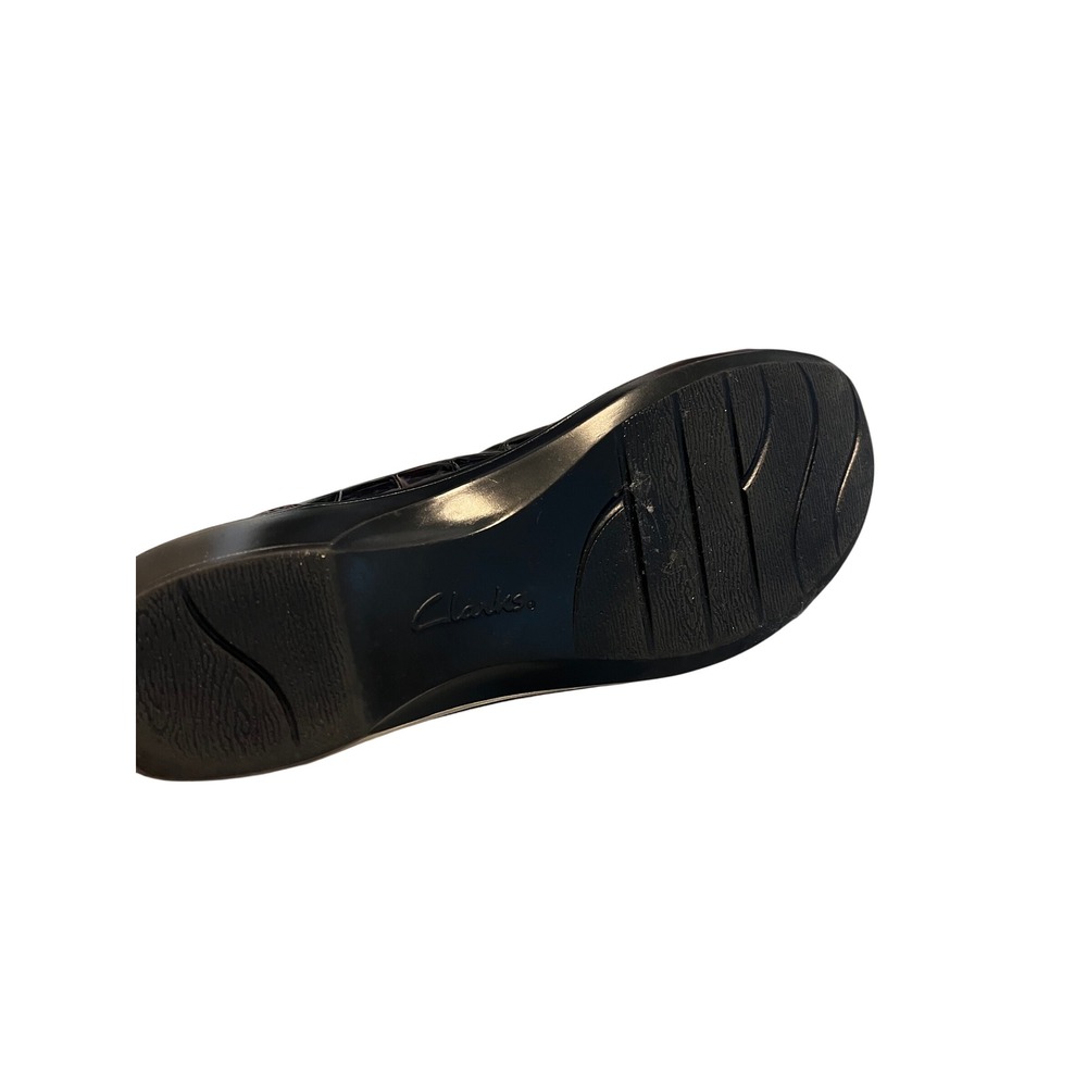 Clarks Bendables Womens 9N Brown Croc Patent Leather Wedge Loafers Slip On Shoes - Picture 10 of 11